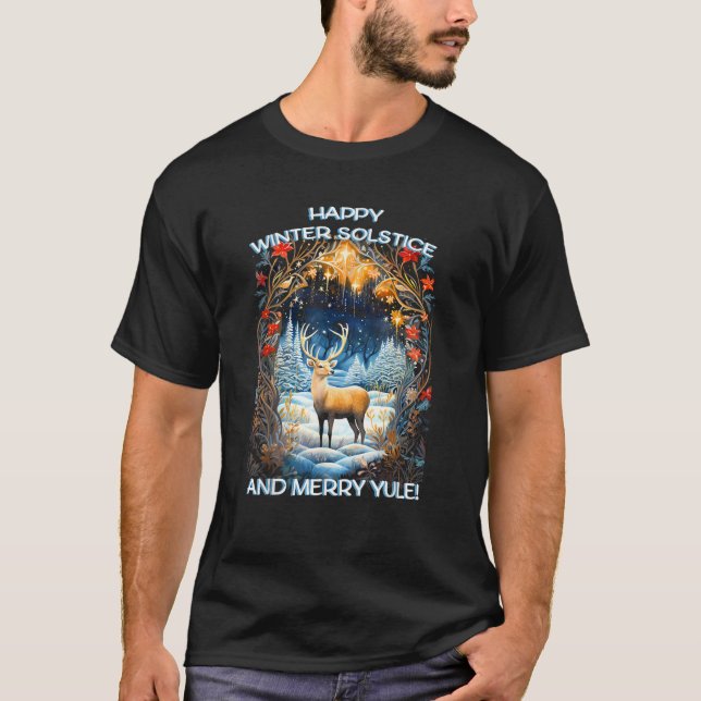 Camiseta Merry Solstice Happy Yule Christmas Bird Nordic Xm (Frente)
