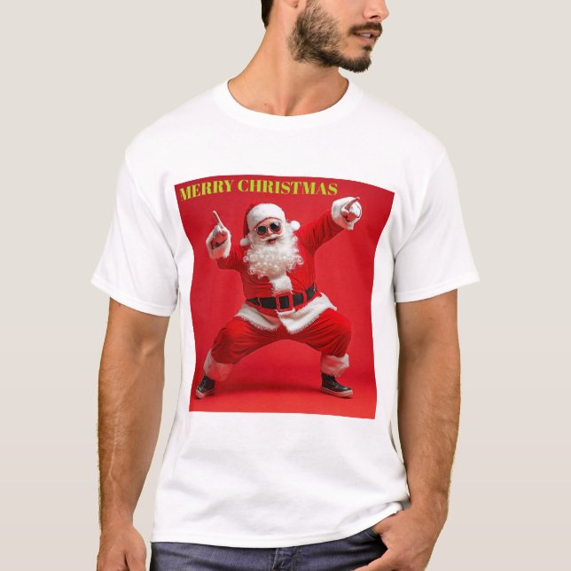 Camiseta Merry Swagger Santa – Bold Christmas Vibes (Frente)