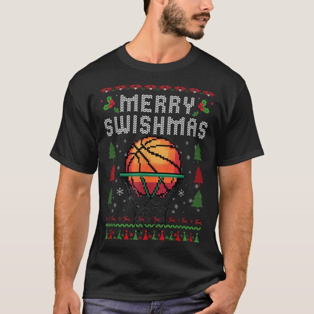 Camiseta Merry Swishmas Basketball Ugly Christmas Graphic F (Frente)