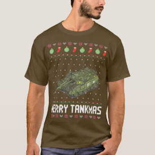 Camiseta Merry Tankmas Army Military Battle Tank Funny Ugly