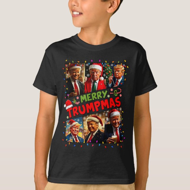 Camiseta Merry Trumpmas Santa Trump Christmas Pajamas Funny (Frente)