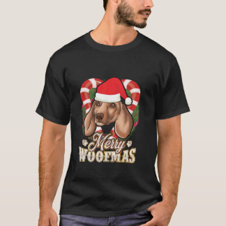 Camiseta Merry Woofmas Dachshund With Santa Claus Hat Dog C
