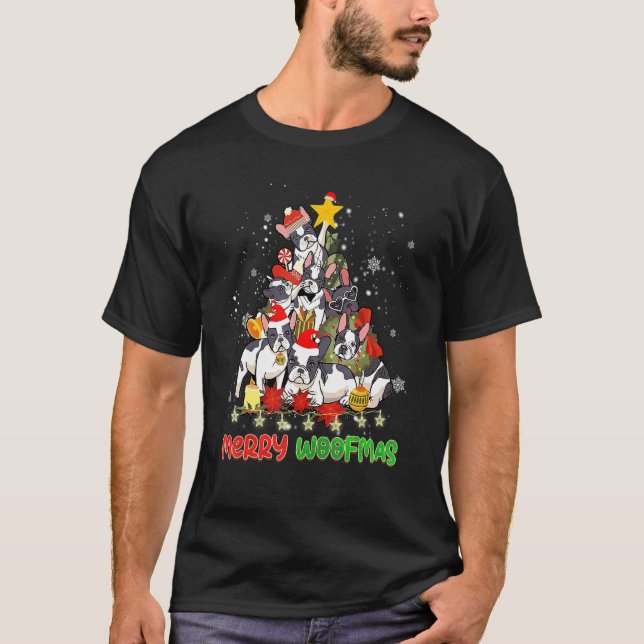 Camiseta Merry Woofmas Merry Christmas For Boston Terrier D (Frente)