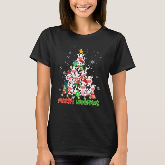Camiseta Merry Woofmas Merry Christmas For Cow (Frente)