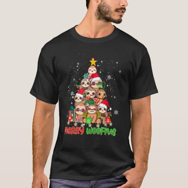 Camiseta Merry Woofmas Merry Christmas For Sloth (Frente)