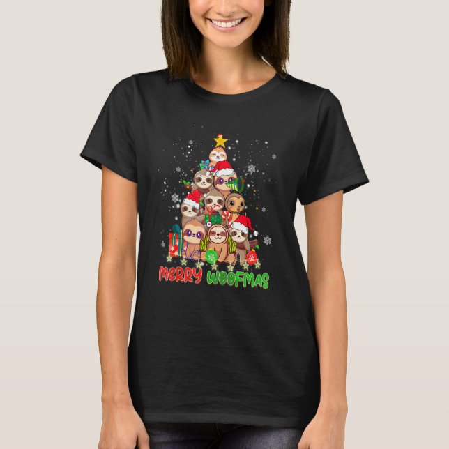 Camiseta Merry Woofmas Merry Christmas For Sloth (Frente)