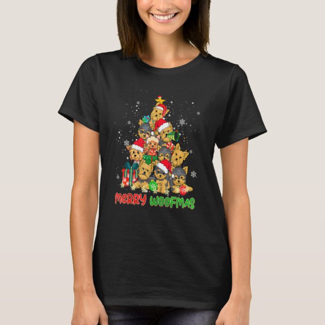 Camiseta Merry Woofmas Merry Christmas For Yorkshire Terrie (Frente)