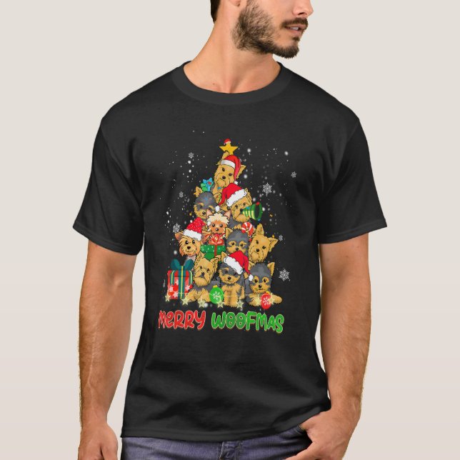 Camiseta Merry Woofmas Merry Christmas For Yorkshire Terrie (Frente)