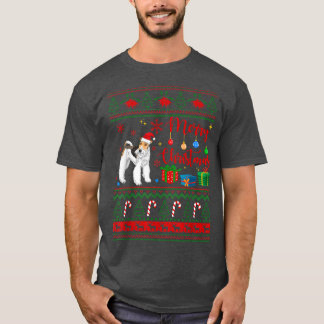 Camiseta Merry Xmas Fo Terrier Ugly Sweater Santa Claus Hat