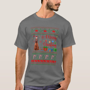 Camiseta Merry Xmas Irish Setter Ugly Sweater Santa Hat Chr