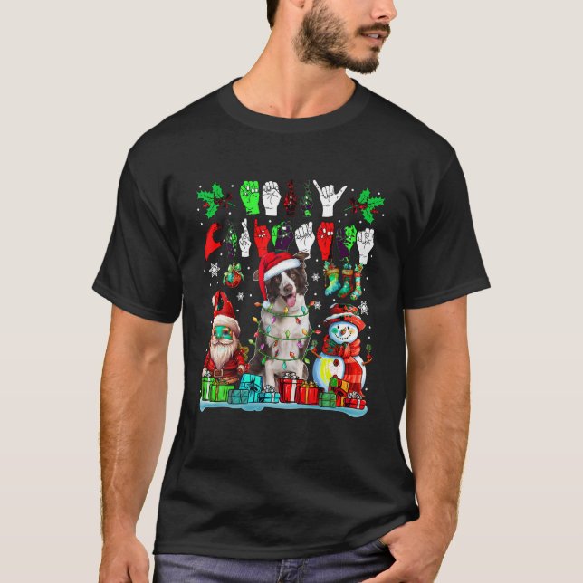 Camiseta Merry Xmas Mande Papais noeis de Linguagem de Sina (Frente)