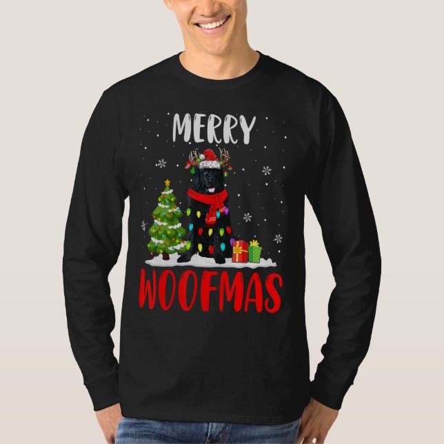 Camiseta Merry Xmas Woofmas Luzes Papais noeis Reindeer New (Frente)