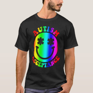 Camiseta Mês da Conscientização do Autismo Sorriso Arco-íri