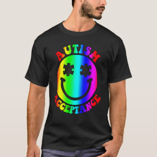 Camiseta Mês da Conscientização do Autismo Sorriso Arco-íri