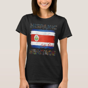 Camiseta Mês da Herança Hispânica Bandeira da Costa Rica Co