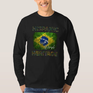 Camiseta Mês da Herança Hispânica Bandeira do Brasil Latino