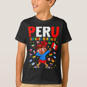 Camiseta Mês da Herança Hispânica Bandeira do Peru Garota P