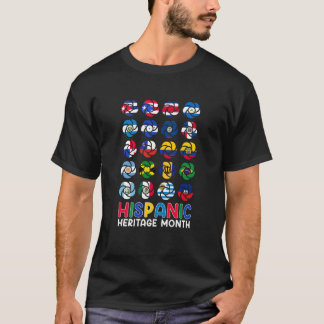 Camiseta Mês da Herança Hispânica Bandeiras de Países Latin