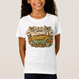 Camiseta Mês da História da Mulher Retro 70s Floral Groovy