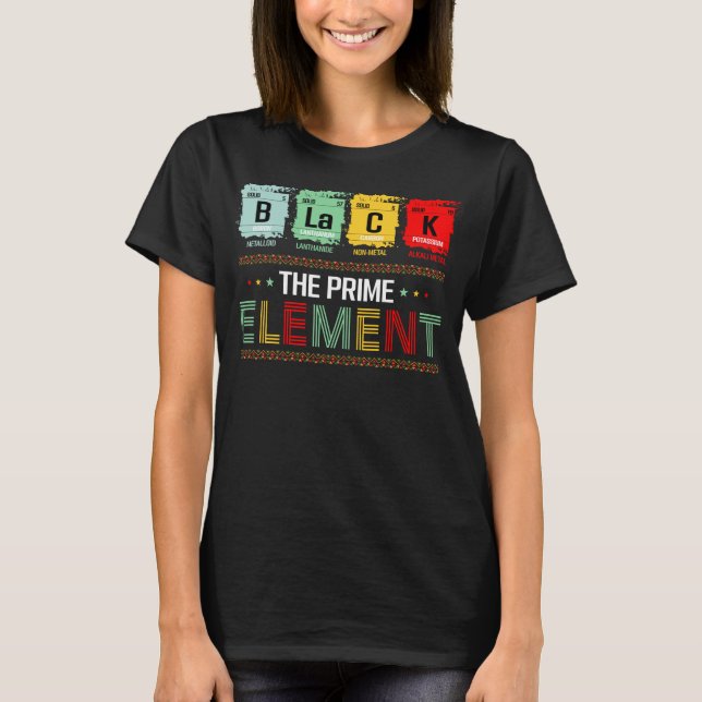 Camiseta Mês da História do Elemento Primos Preto (Frente)