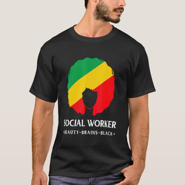 Camiseta Mês da História Negra Assistente Social Afro-Ameri (Frente)