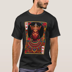 Camiseta Mês da História Negra Carta Rainha de Copas Mulher