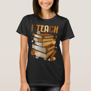 Camiseta Mês da História Negra Eu Ensino Livro Melanina Chá