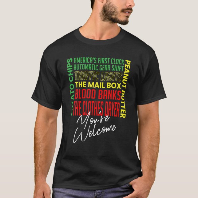 Camiseta Mês da História Negra - Inventores Africanos do Or (Frente)