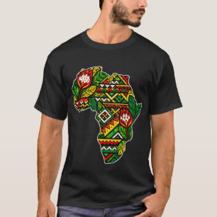 Camiseta Mês da História Negra Mapa da África Kente Floral