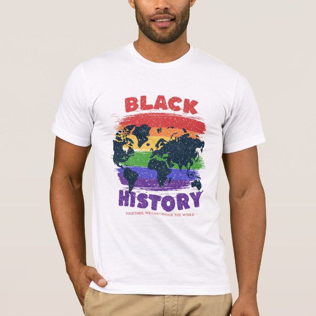 Camiseta Mês da História Negra, Mapa Mundial para Famílias (Frente)