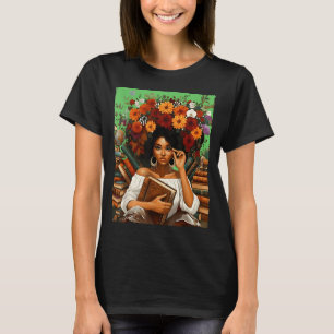 Camiseta Mês da História Negra Menina Afro Negra Livro Amor