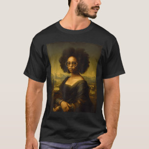 Camiseta Mês da História Negra Mona Lisa Negra Afro-America