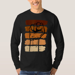 Camiseta Mês da História Negra Punho Mulheres Homens Crianç