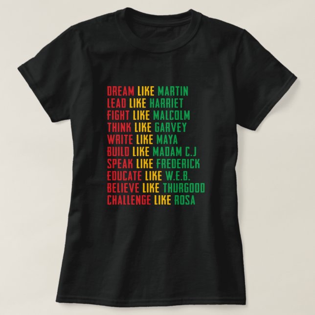 Camiseta Mês da História Negra, Sonhe Como Martin T-Shirt (Frente do Design)