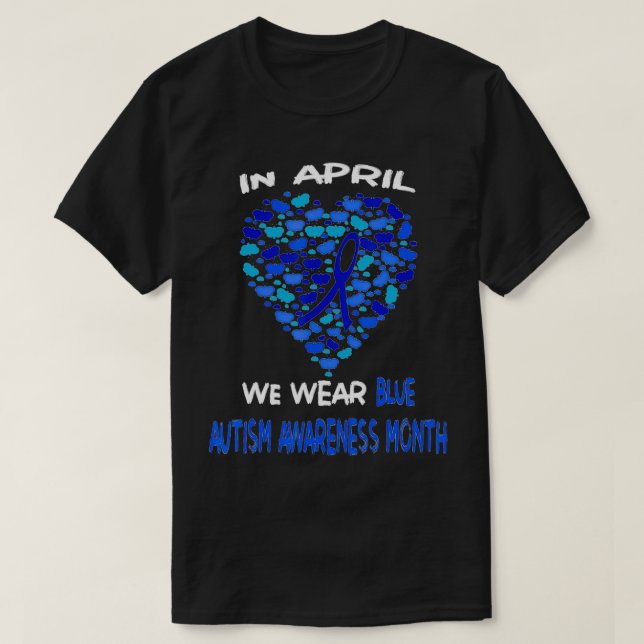 Camiseta Mês De Consciência Autismo Em Abril Vestimos Azul  (Frente do Design)