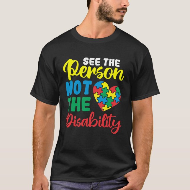 Camiseta Mês De Consciência Autismo Ver A Pessoa Não A Disa (Frente)