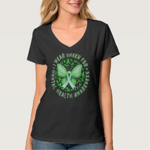 Camiseta Mês De Consciência Da Saúde Mental vista Verde