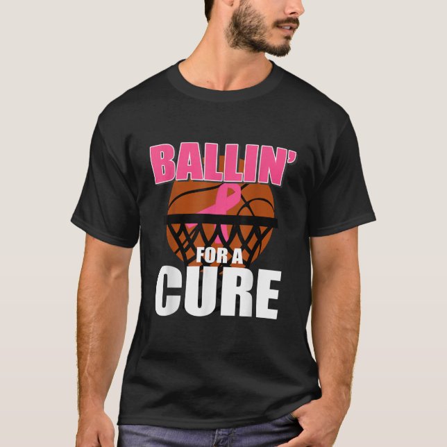 Camiseta Mês de consciência do câncer de mama de basquetebo (Frente)
