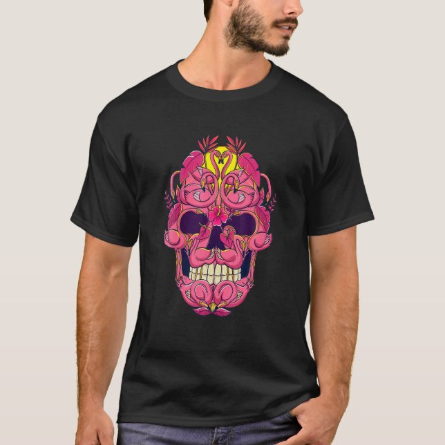 Camiseta Mês de consciência do câncer de mama de Caveira Fl (Frente)