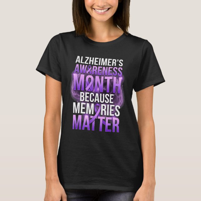 Camiseta Mês de conscientização da doença de alzheimer laço (Frente)
