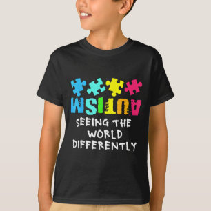 Camiseta Mês de Conscientização do Autismo Apoio Vendo o Mu