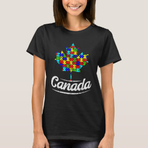 Camiseta Mês de Conscientização do Autismo Canadá Folha Apo