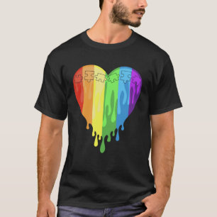 Camiseta Mês de Conscientização do Autismo Coração Multicol