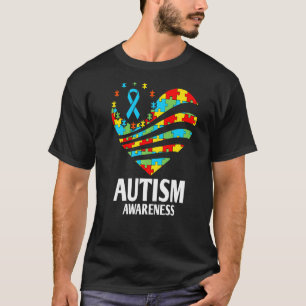Camiseta Mês de Conscientização do Autismo Coração Orgulho
