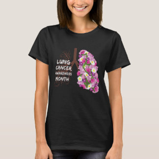 Camiseta mês de conscientização do cancer pulmonar com flor