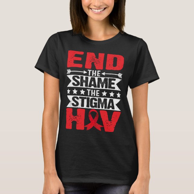 Camiseta Mês de Conscientização sobre HIV AIDS Acabe com a  (Frente)