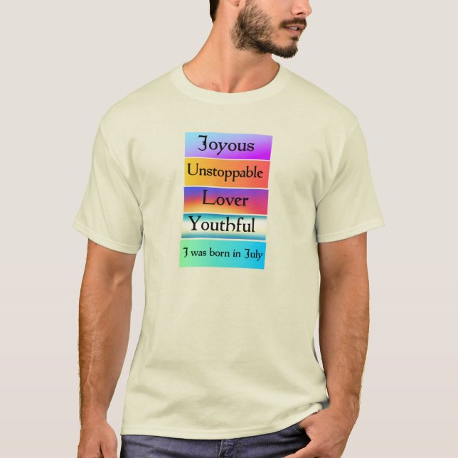 Camiseta Mês de julho, citações de aniversário 7. (Frente)