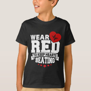 Camiseta Mês de Saúde Cardíaca - Vermelho Vista - Doença Ca