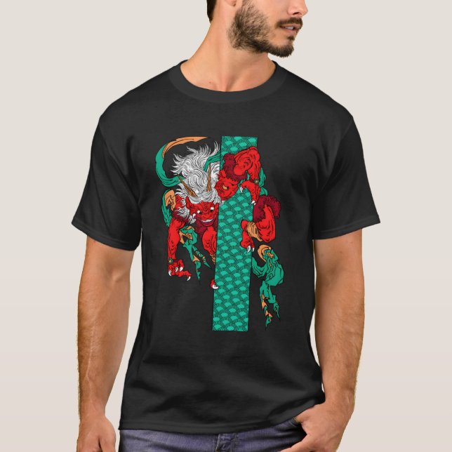 Camiseta Mês do demônio japonês minimalista Art Oni Ogre (Frente)