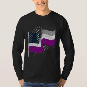 Camiseta Mês do Orgulho Ace Sinalizador Asexual dos Eua Que